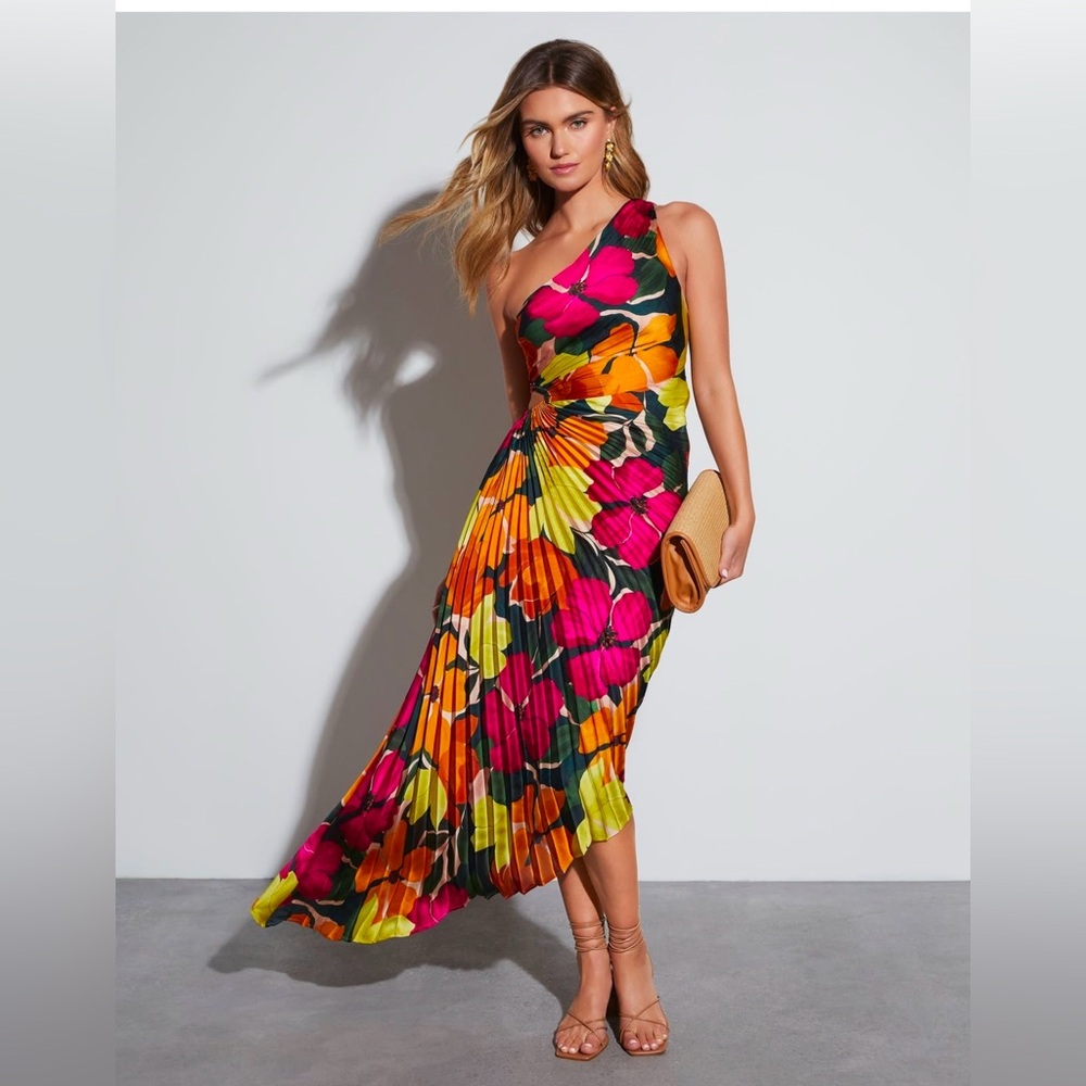 Vici Vibrant Floral Asymmetrical Dress
